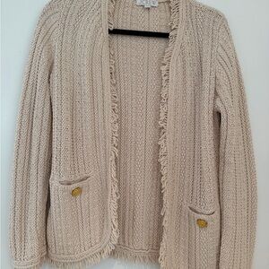 J. Crew Cream Knit Cardigan with Fringe